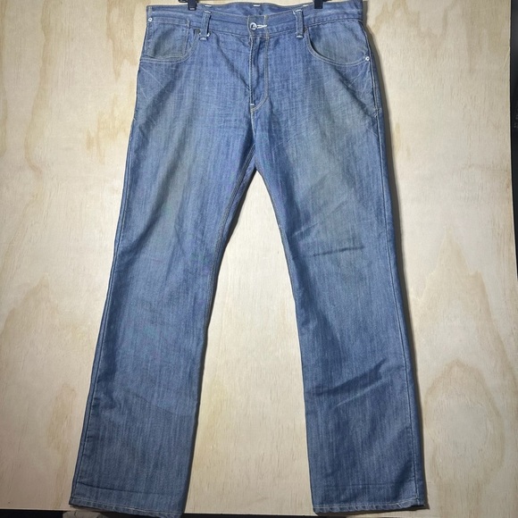 Levis 514 38X32 Men’s Slim Straight Jeans Blue Denim Stretch Button Pocket - Picture 1 of 14